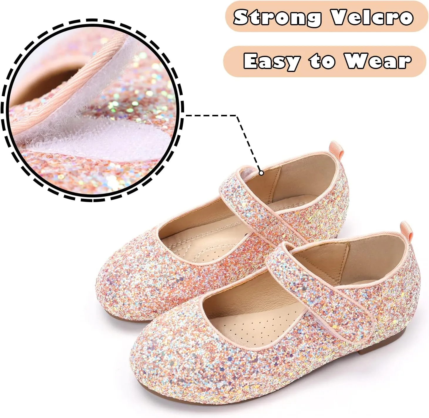 ADAMUMU Girls Dress Up Shoes Sparkly Shoes for Girls Princess Mary Jane School Uniform Dress Shoes in Performance, Prom and Graduation for Toddler/Little/Big Kids