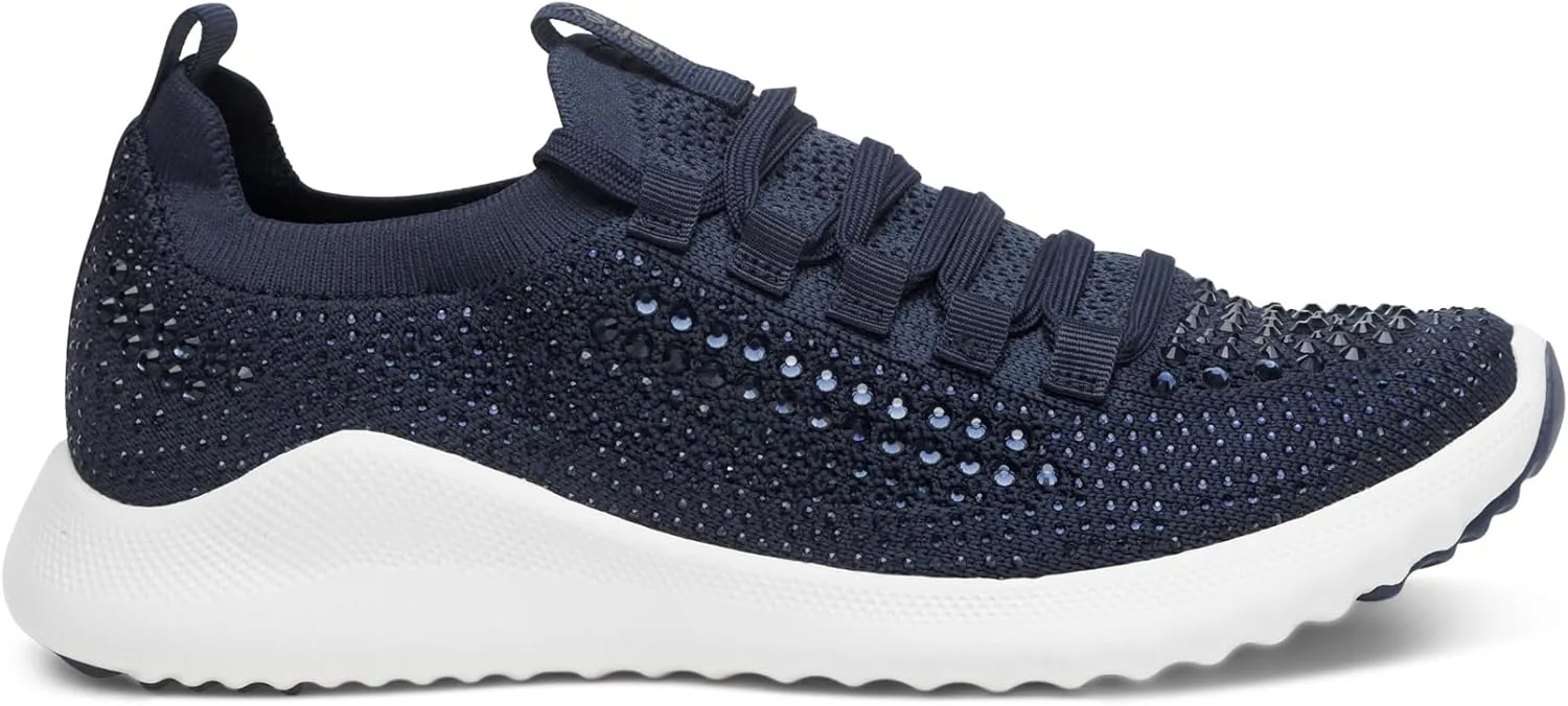 Aetrex Women's Carly Sparkle Orthopedic Arch Support Knit Sneakers for Women - Plantar Fasciitis Relief Womens Sneakers w/ Lace up