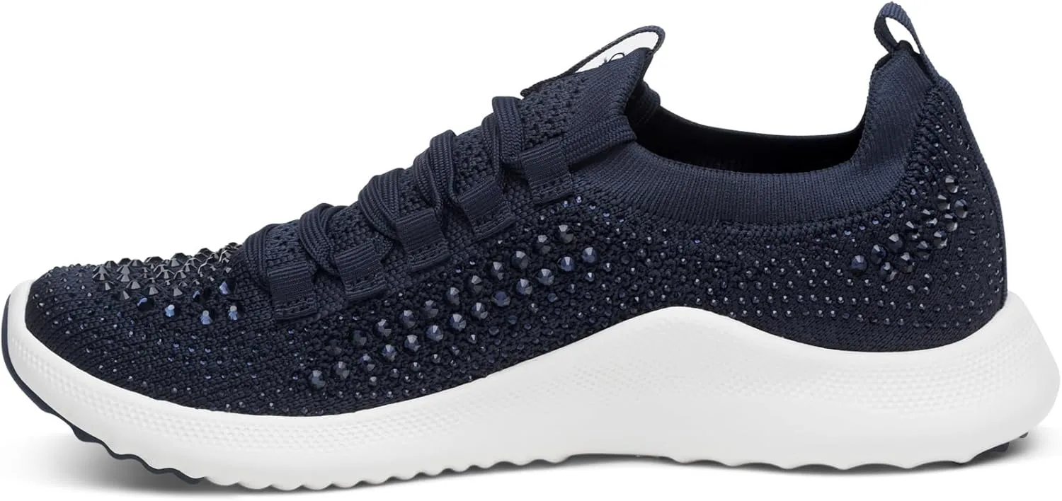 Aetrex Women's Carly Sparkle Orthopedic Arch Support Knit Sneakers for Women - Plantar Fasciitis Relief Womens Sneakers w/ Lace up