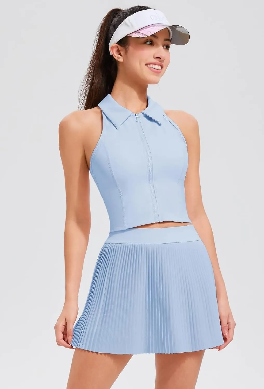 AFZ Pleated Tennis Skirt Set for Women Two Piece Workout Golf Outfits Pickleball Athletic Skort with Pockets