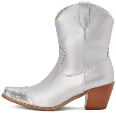 Agodor Women's Vintage Western Boots Cowgirl Ankle Booties Fashion Split Joint Square Toe, Chunky Block Heels with Side Zipper Short Cowboy Booties