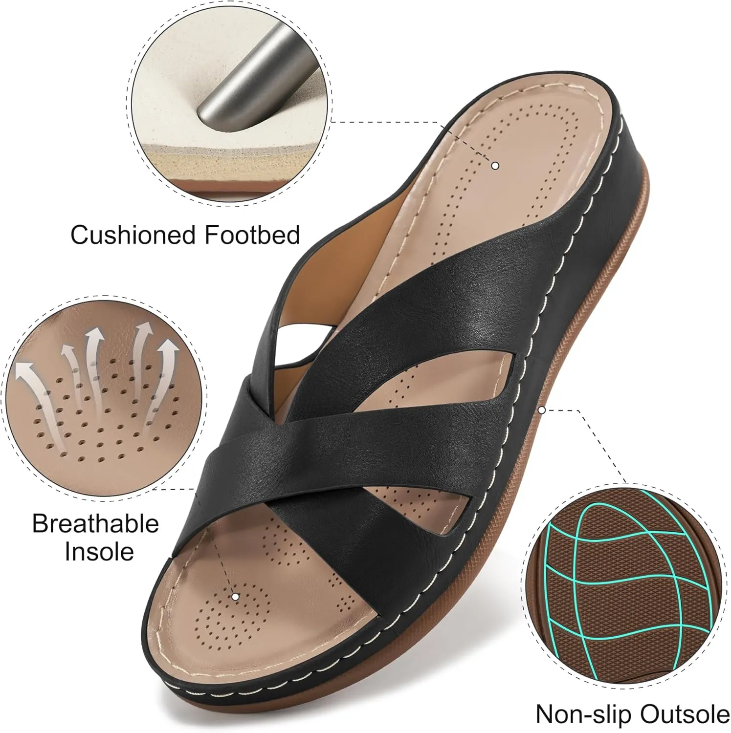 Alicegana Womens Sandals Wedge Shoes: Dressy Summer Low Platform Slides Comfortable Walking Beach Sandals for Women 2025