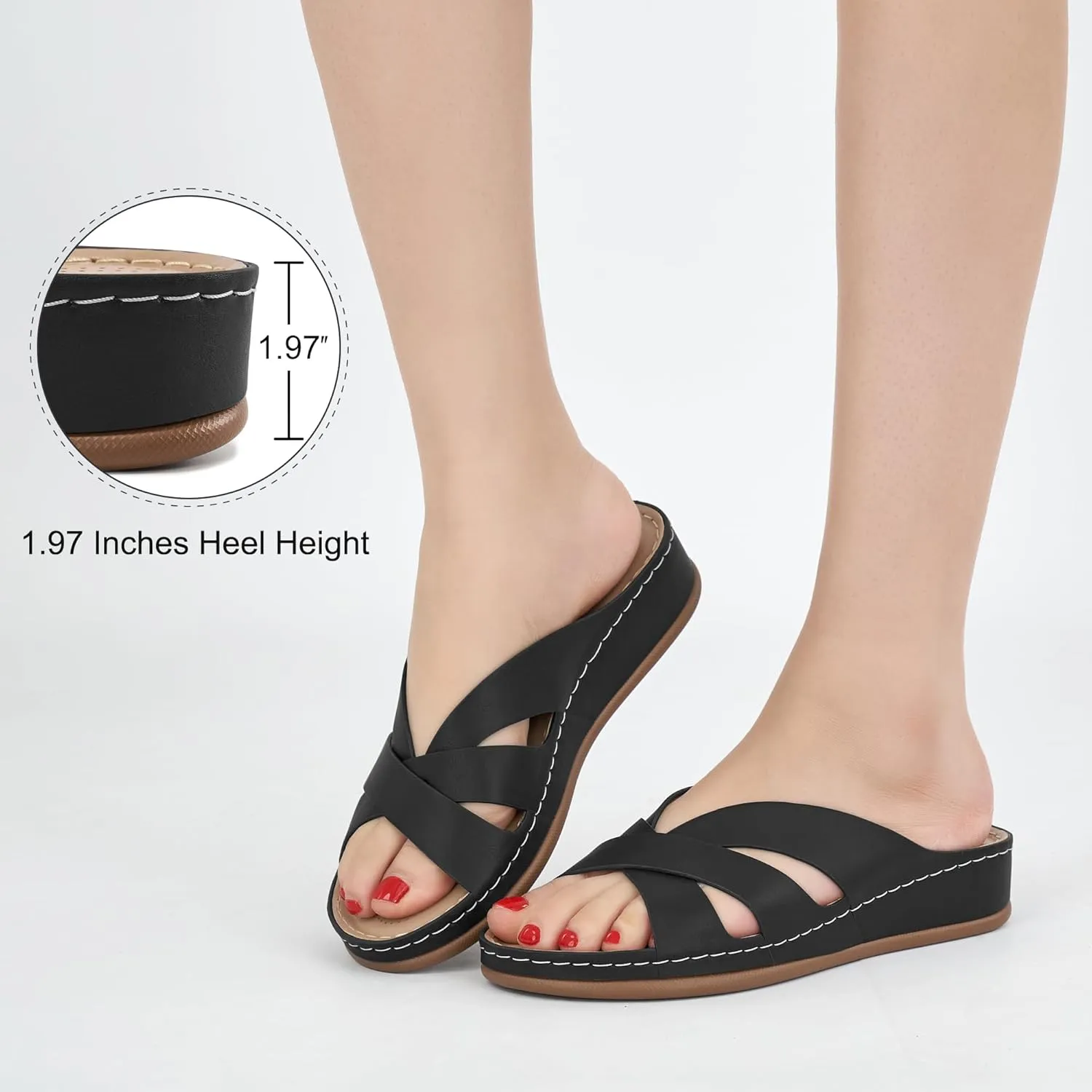 Alicegana Womens Sandals Wedge Shoes: Dressy Summer Low Platform Slides Comfortable Walking Beach Sandals for Women 2025