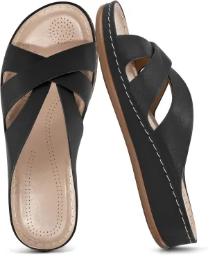 Alicegana Womens Sandals Wedge Shoes: Dressy Summer Low Platform Slides Comfortable Walking Beach Sandals for Women 2025