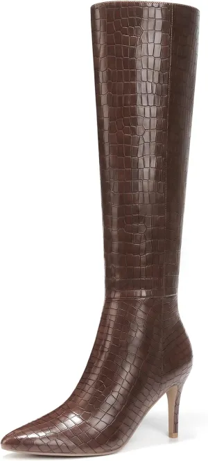 ALICEPUB Knee High Boots for Women Pointed Toe Tall Boots Long Heeled Boots Leather Boots Stiletto Heels Knee High Dress Boots with Side Zipper Sexy
