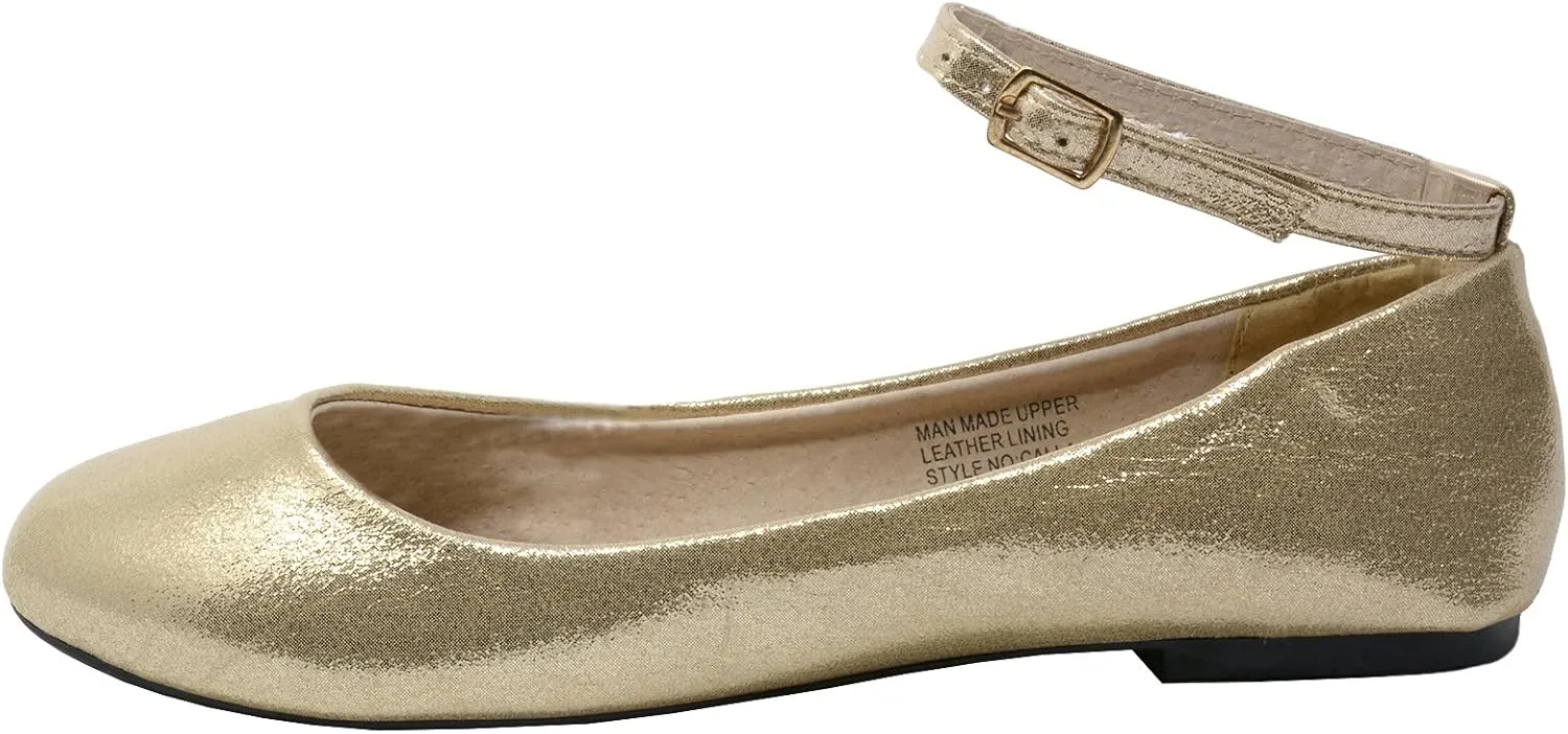 Alpine Swiss Calla Womens Ballet Flats Round Toe Ankle Strap Flat Shoes for Women Dressy Casual Ballerina Flats