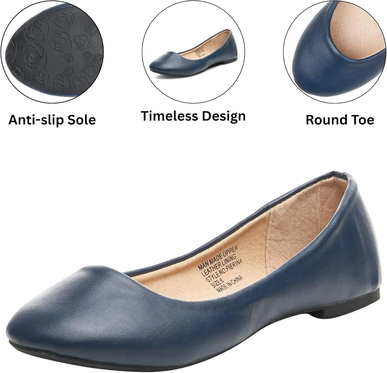 Alpine Swiss Womens Pierina Round Toe Ballet Flats