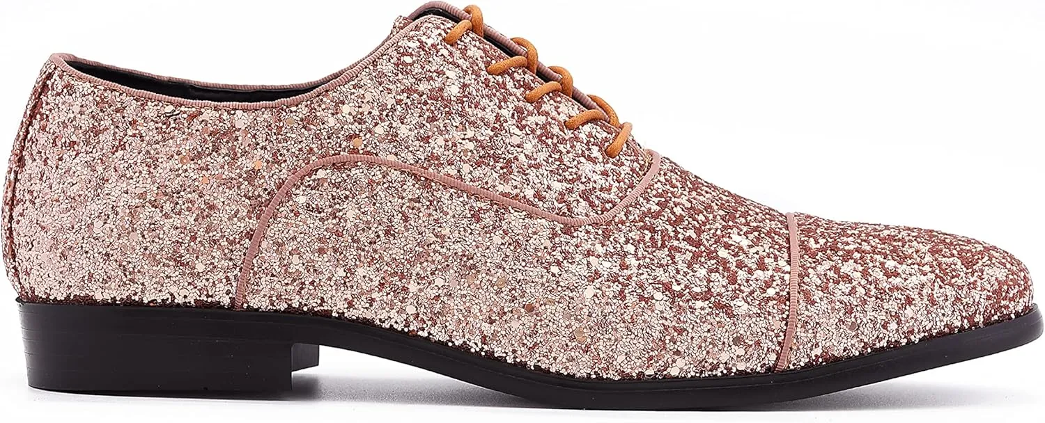 Amali Barnes Mens Dress Shoes Sparkly Glitter Encrusted Tuxedo Slip on Loafers for Men - The Original Smoking Men Dress Shoes Runs Large - GO 1/2 Size Down