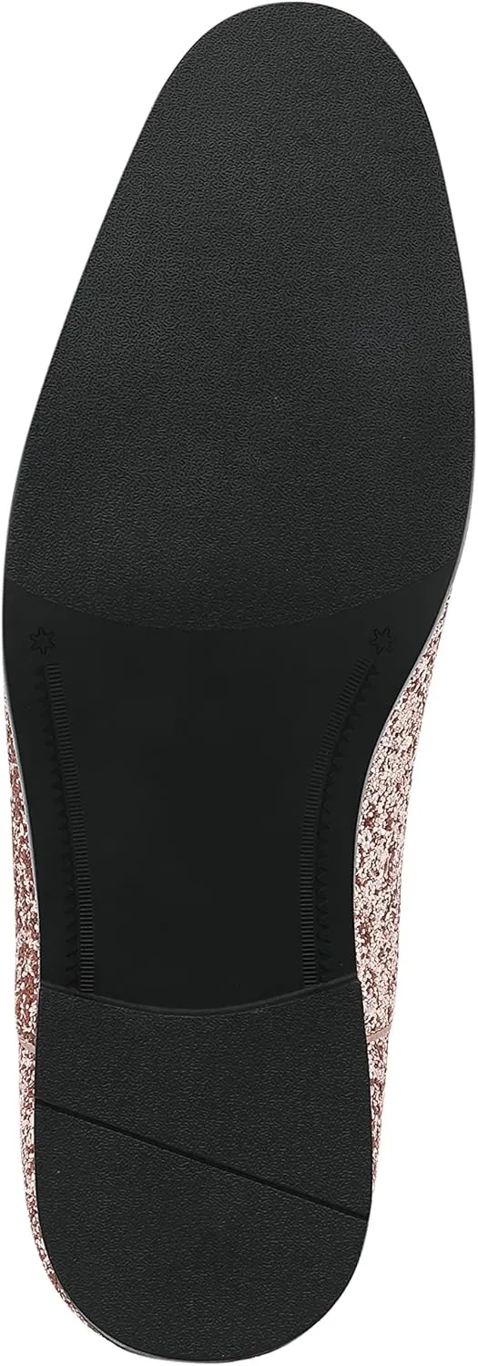 Amali Barnes Mens Dress Shoes Sparkly Glitter Encrusted Tuxedo Slip on Loafers for Men - The Original Smoking Men Dress Shoes Runs Large - GO 1/2 Size Down