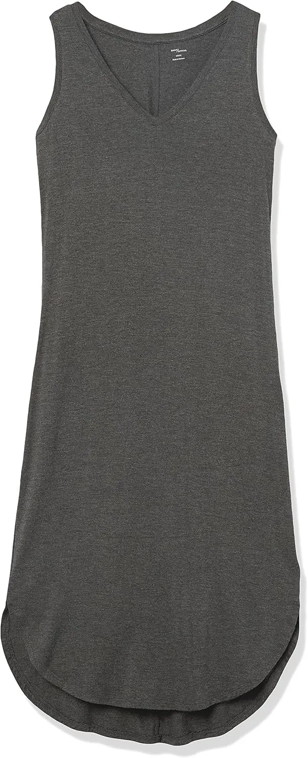 Amazon Essentials Women's Jersey Regular-Fit Sleeveless v-Neck Midi Dress (Previously Daily Ritual)