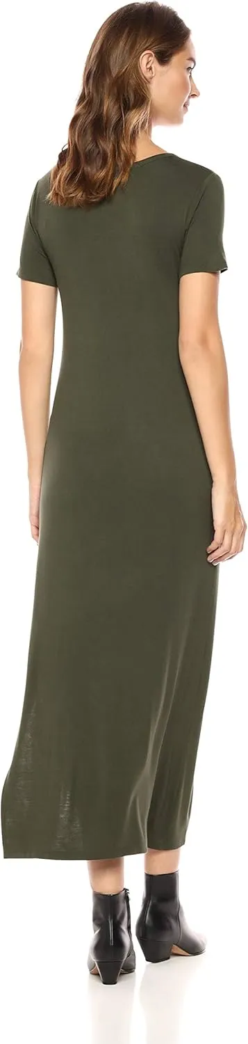 Amazon Essentials Women's Jersey Standard-Fit Short-Sleeve Crewneck Side Slit Maxi Dress (Previously Daily Ritual)