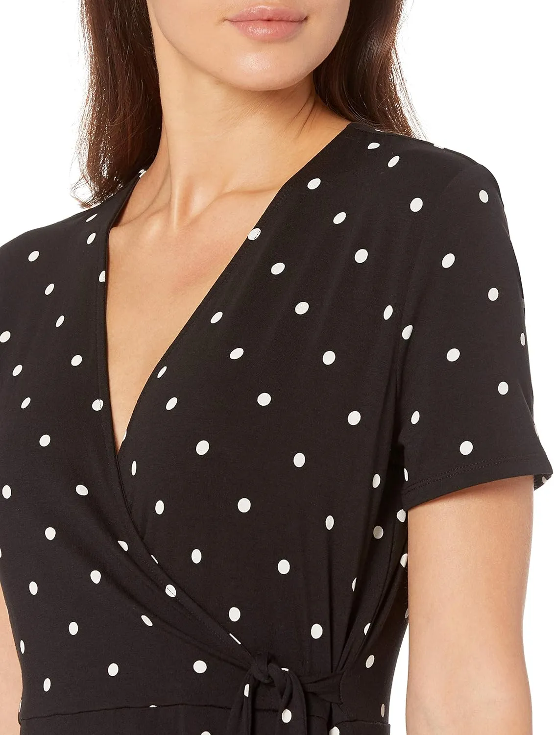 Amazon Essentials Women's Short Sleeve Faux-Wrap Dress