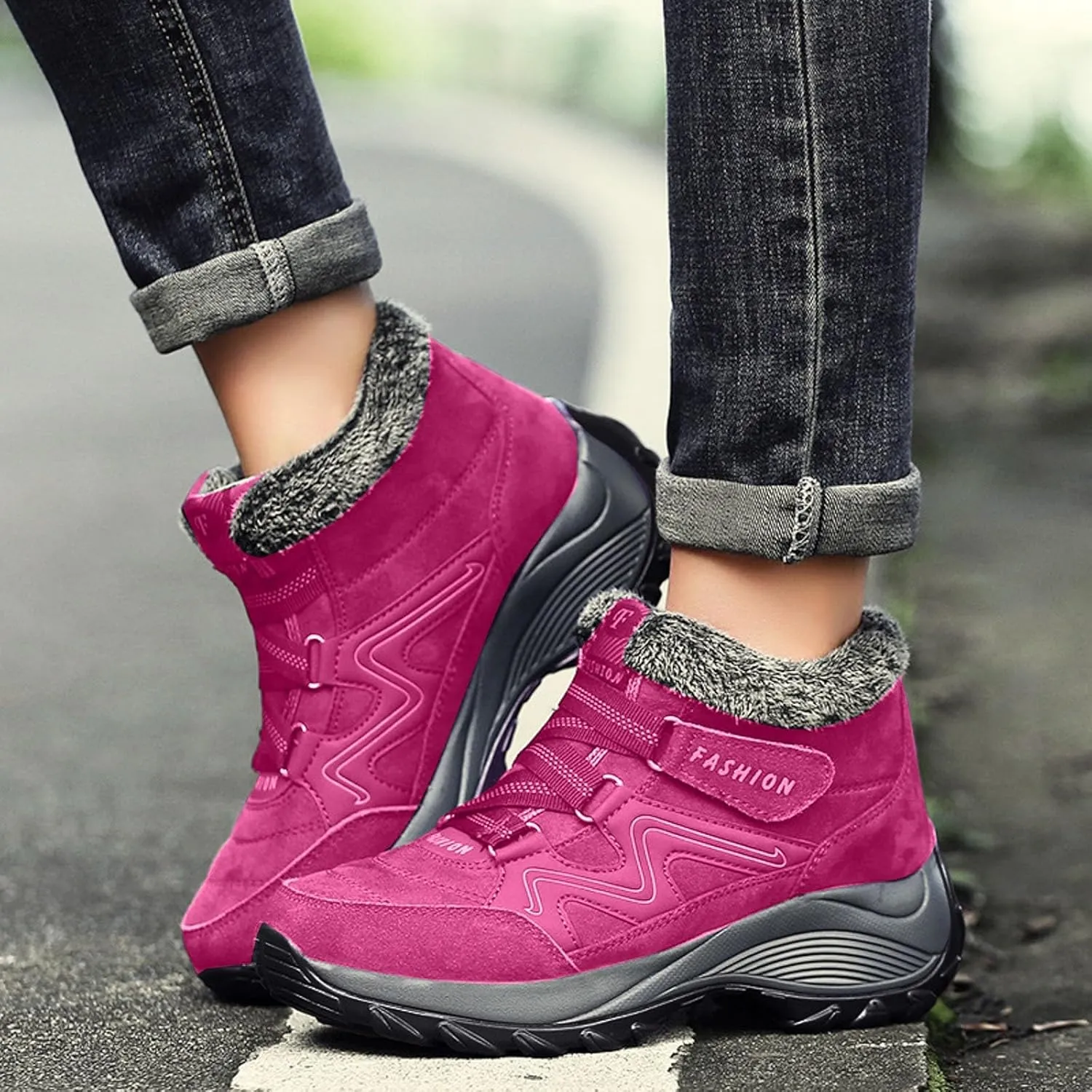 AMDBEL Snow Boots for Women Warm Thermal Boots Waterproof Snow Winter Warm Hiking Work Comfy Boots Sneakers Walking Shoes