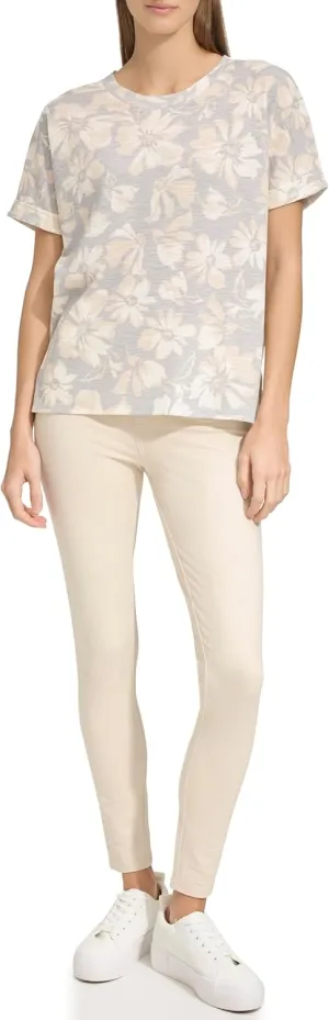 Andrew Marc Sport Women's Crew Neck Boxy Waffle Knit T-Shirt