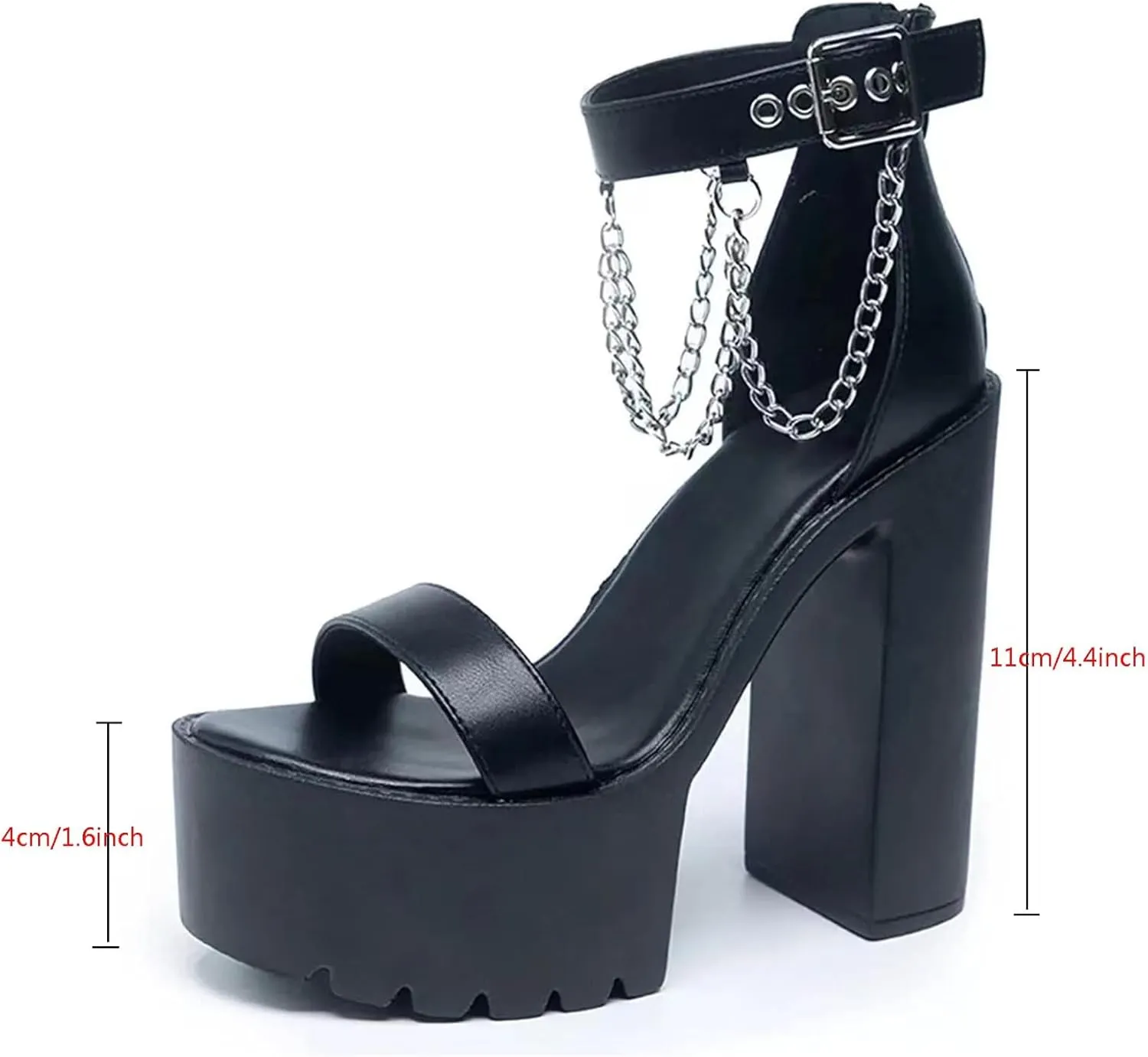 Aniywn Womens Platform Faux Fur Sandals Chunky Heel Open Toe Ankle Strap High Heeled Party Dress Pumps Shoes