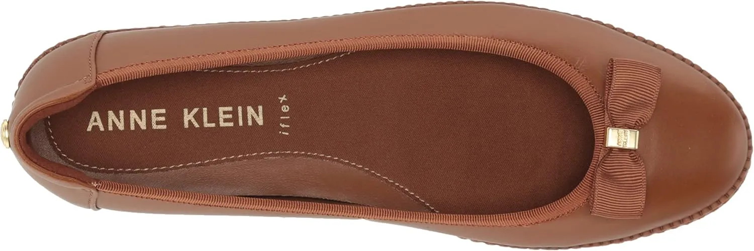Anne Klein Womens Ember Faux Leather Round Toe Ballet Flats
