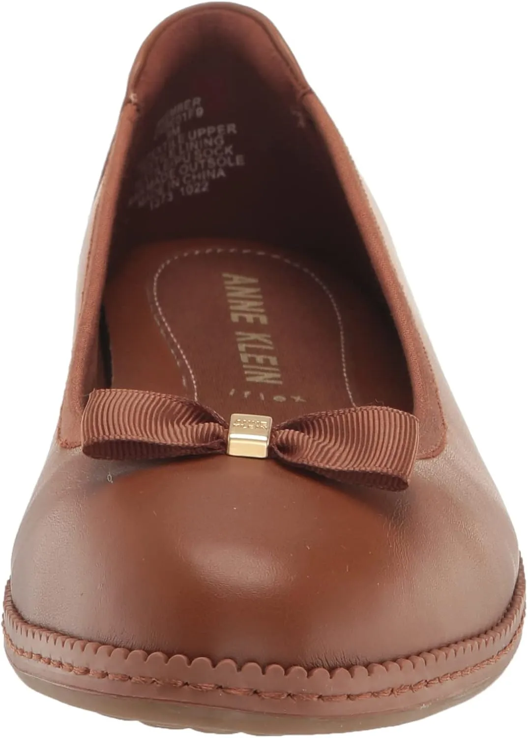 Anne Klein Womens Ember Faux Leather Round Toe Ballet Flats
