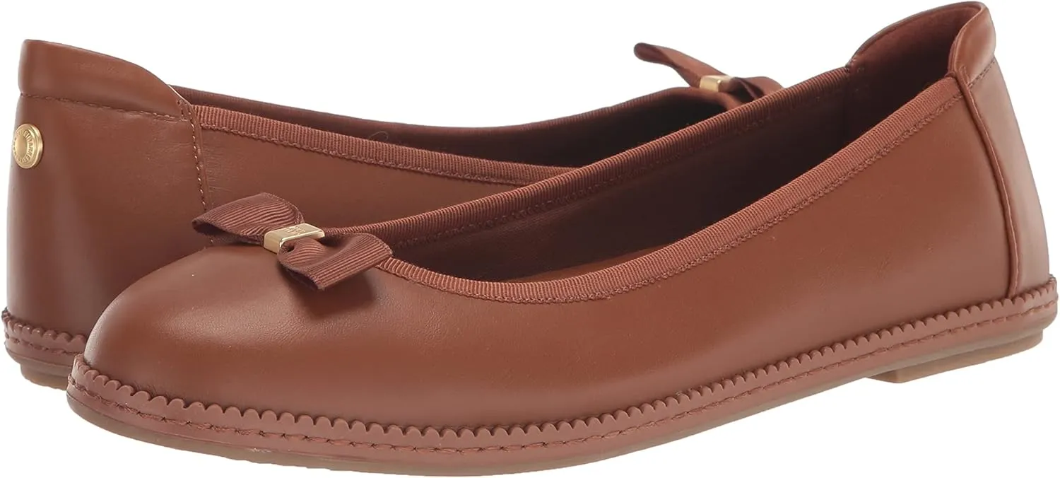 Anne Klein Womens Ember Faux Leather Round Toe Ballet Flats