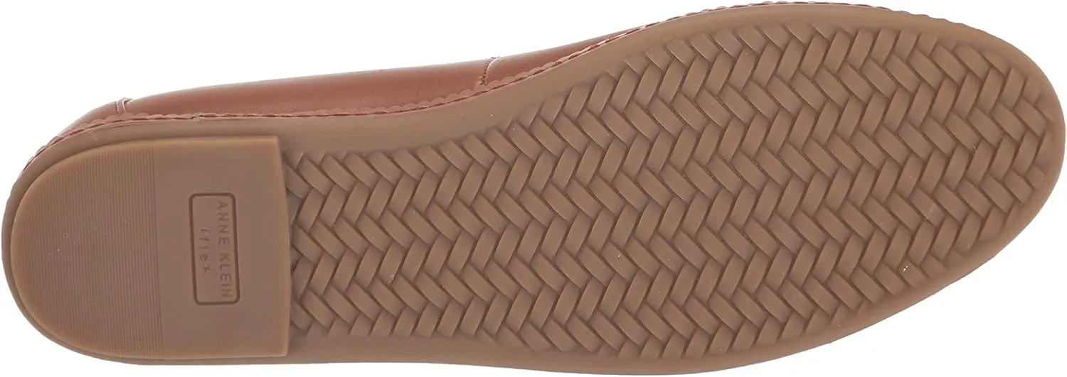 Anne Klein Womens Ember Faux Leather Round Toe Ballet Flats