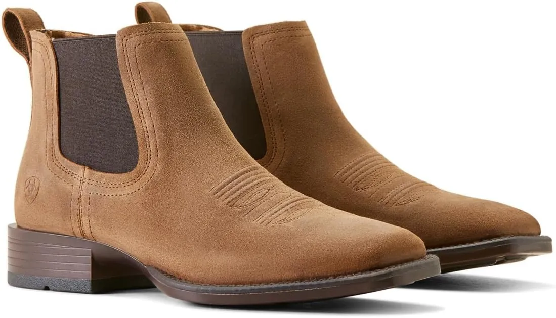 ARIAT Mens Booker Ultra Square Toe Chelsea Casual Boots Ankle - Brown