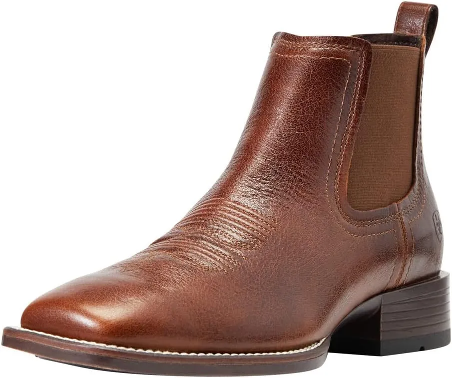 ARIAT Mens Booker Ultra Square Toe Chelsea Casual Boots Ankle - Brown