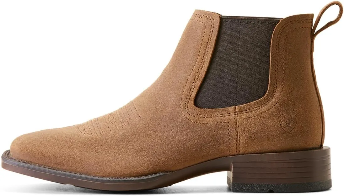 ARIAT Mens Booker Ultra Square Toe Chelsea Casual Boots Ankle - Brown