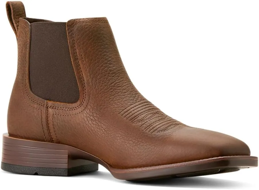 ARIAT Mens Booker Ultra Square Toe Chelsea Casual Boots Ankle - Brown
