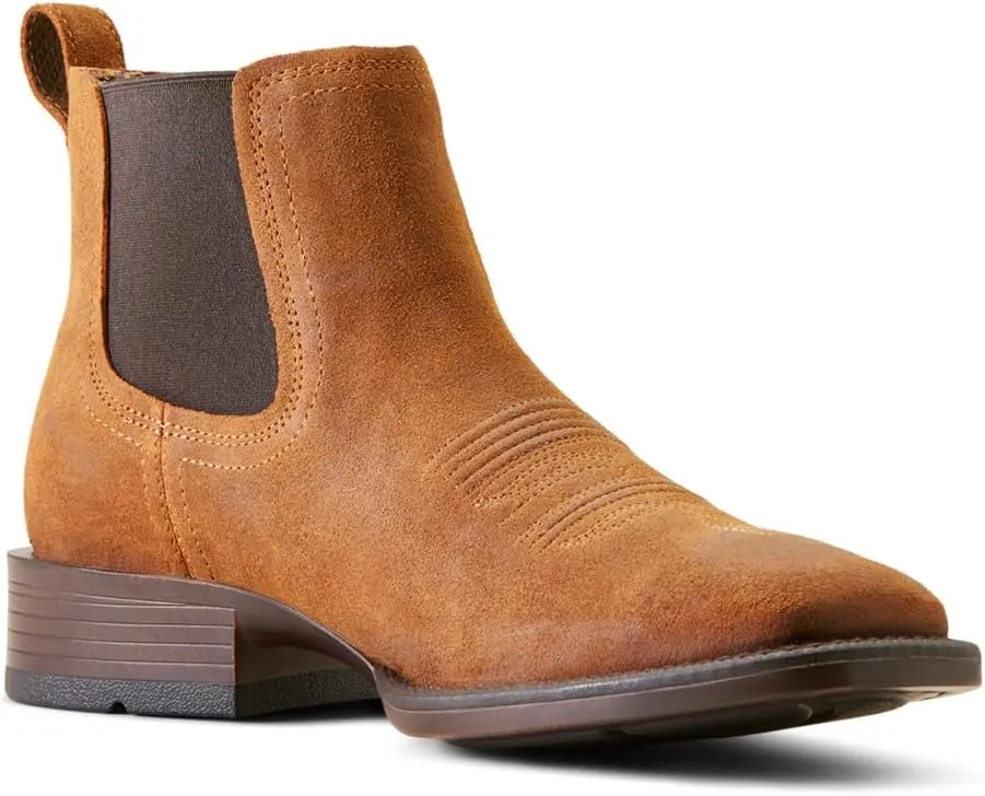 ARIAT Mens Booker Ultra Square Toe Chelsea Casual Boots Ankle - Brown