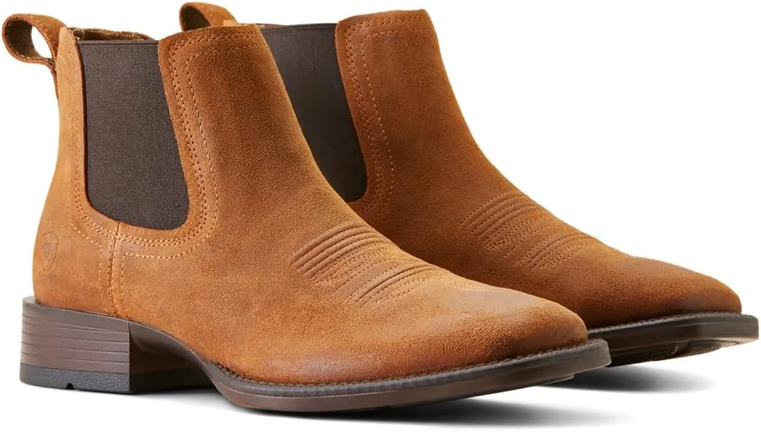ARIAT Mens Booker Ultra Square Toe Chelsea Casual Boots Ankle - Brown