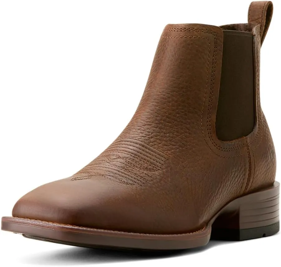 ARIAT Mens Booker Ultra Square Toe Chelsea Casual Boots Ankle - Brown
