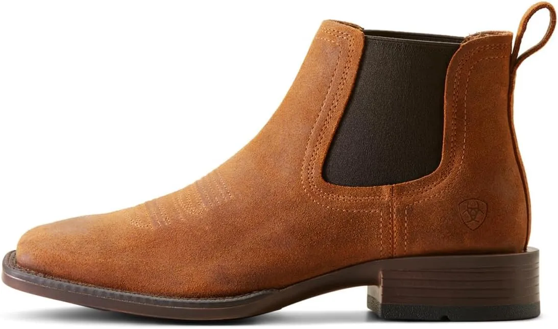 ARIAT Mens Booker Ultra Square Toe Chelsea Casual Boots Ankle - Brown