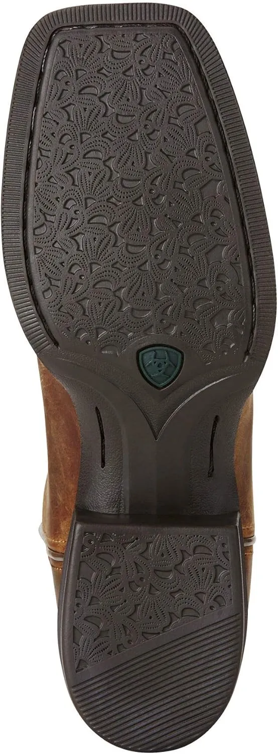 ARIAT Womens Round Up Metallic Embossed Square Toe Casual Boots Mid Calf Low Heel 1-2" - Brown