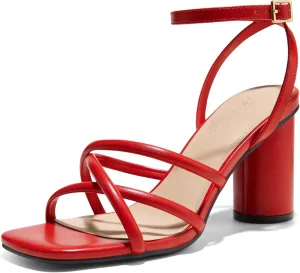 Arromic Women's Heeled Sandals - Chunky Block Heels, Strappy Square Open Toe Ankle Strap Dressy Party Wedding Prom Sandals for Women