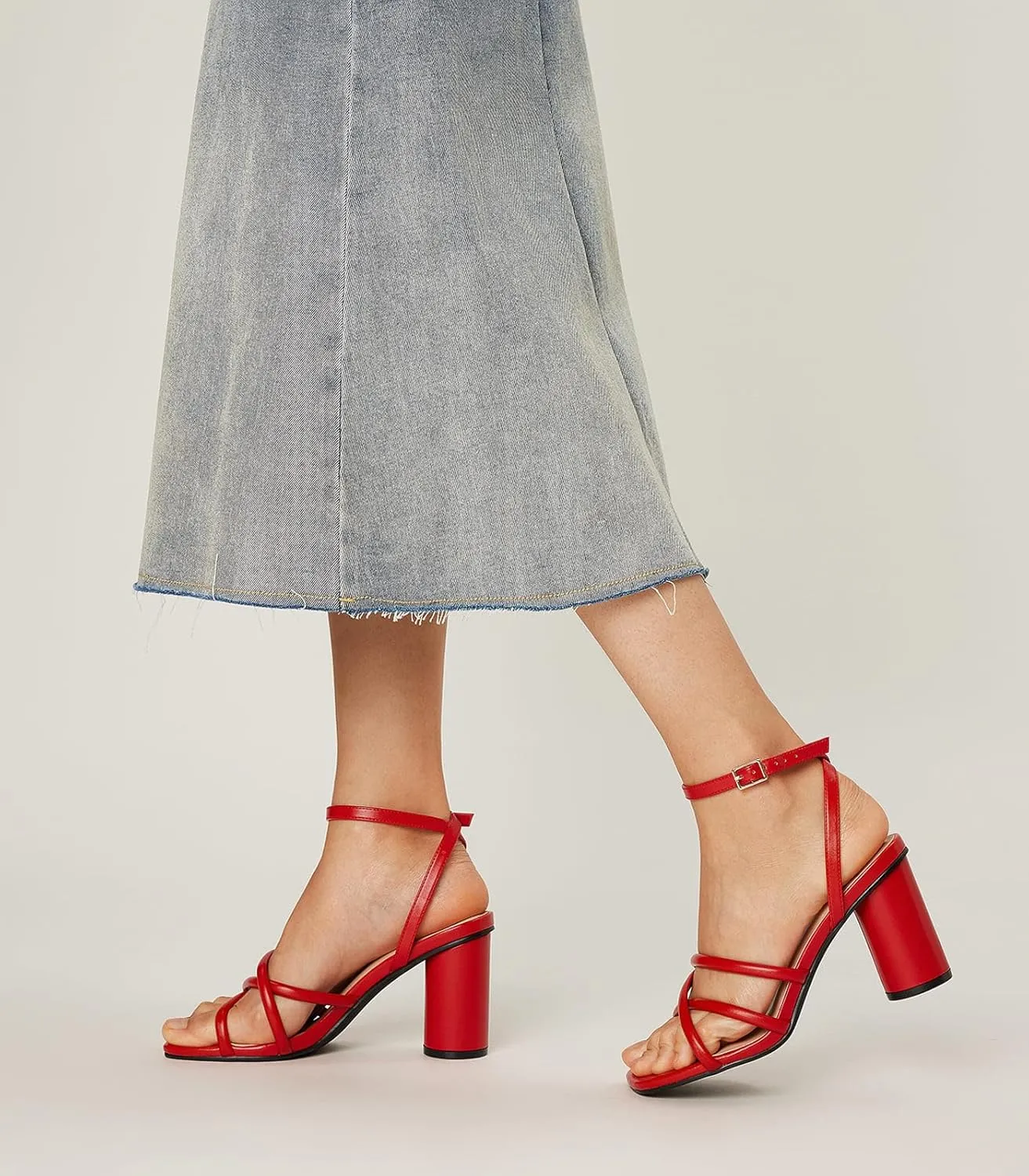 Arromic Women's Heeled Sandals - Chunky Block Heels, Strappy Square Open Toe Ankle Strap Dressy Party Wedding Prom Sandals for Women