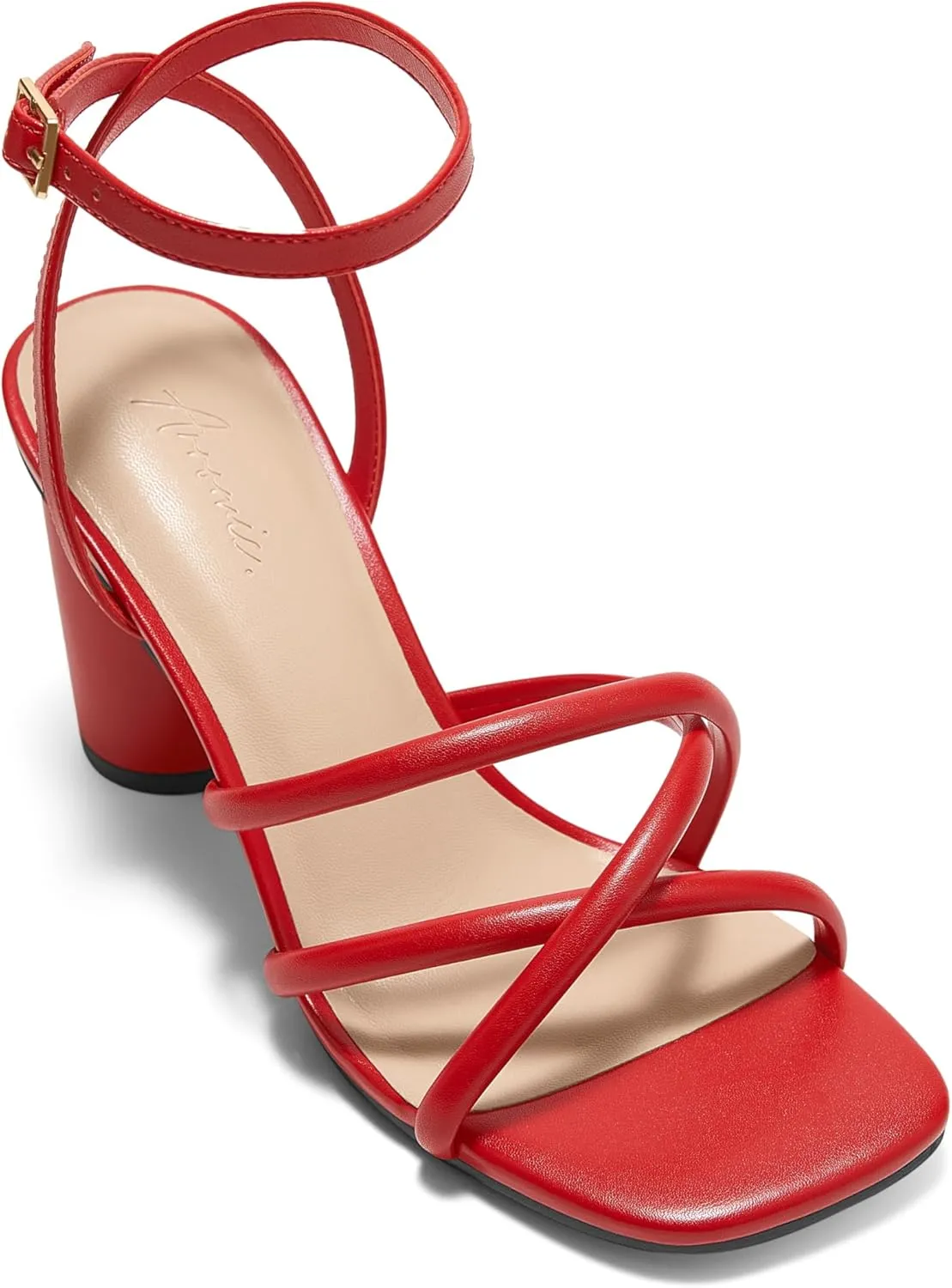 Arromic Women's Heeled Sandals - Chunky Block Heels, Strappy Square Open Toe Ankle Strap Dressy Party Wedding Prom Sandals for Women