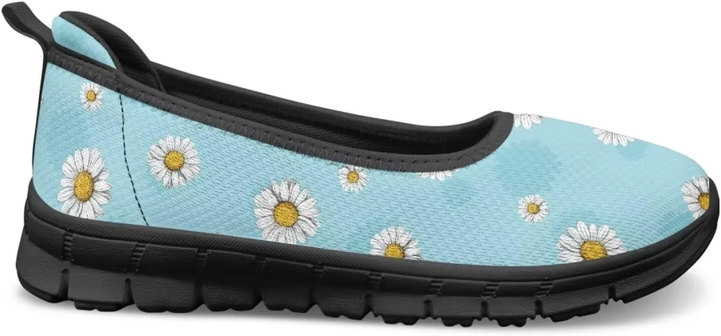 Art Painted Travel Shoes for Women Slip On Flat Casual Mesh Flying Dress Loafers Lightweight Comfort Fashion Sneaker for Ladies US Size 6-11