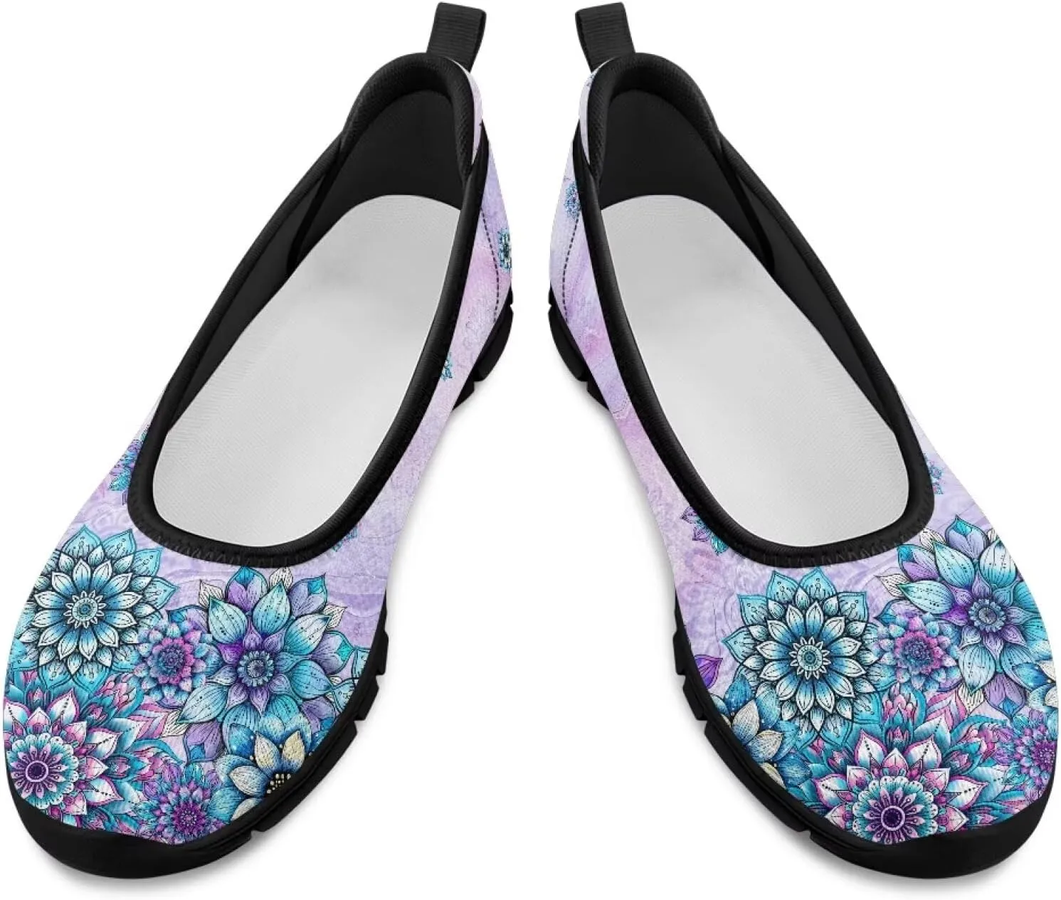 Art Painted Travel Shoes for Women Slip On Flat Casual Mesh Flying Dress Loafers Lightweight Comfort Fashion Sneaker for Ladies US Size 6-11