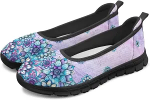 Art Painted Travel Shoes for Women Slip On Flat Casual Mesh Flying Dress Loafers Lightweight Comfort Fashion Sneaker for Ladies US Size 6-11