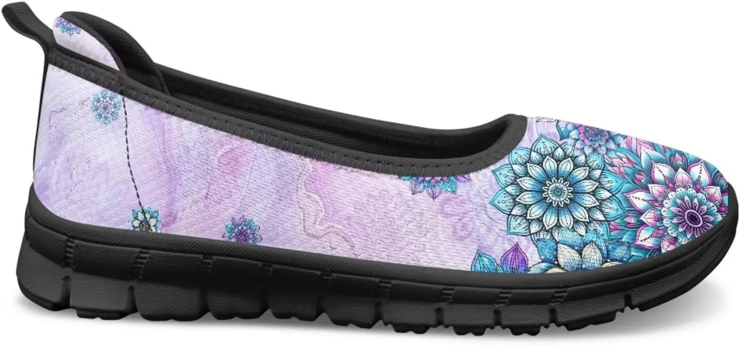 Art Painted Travel Shoes for Women Slip On Flat Casual Mesh Flying Dress Loafers Lightweight Comfort Fashion Sneaker for Ladies US Size 6-11