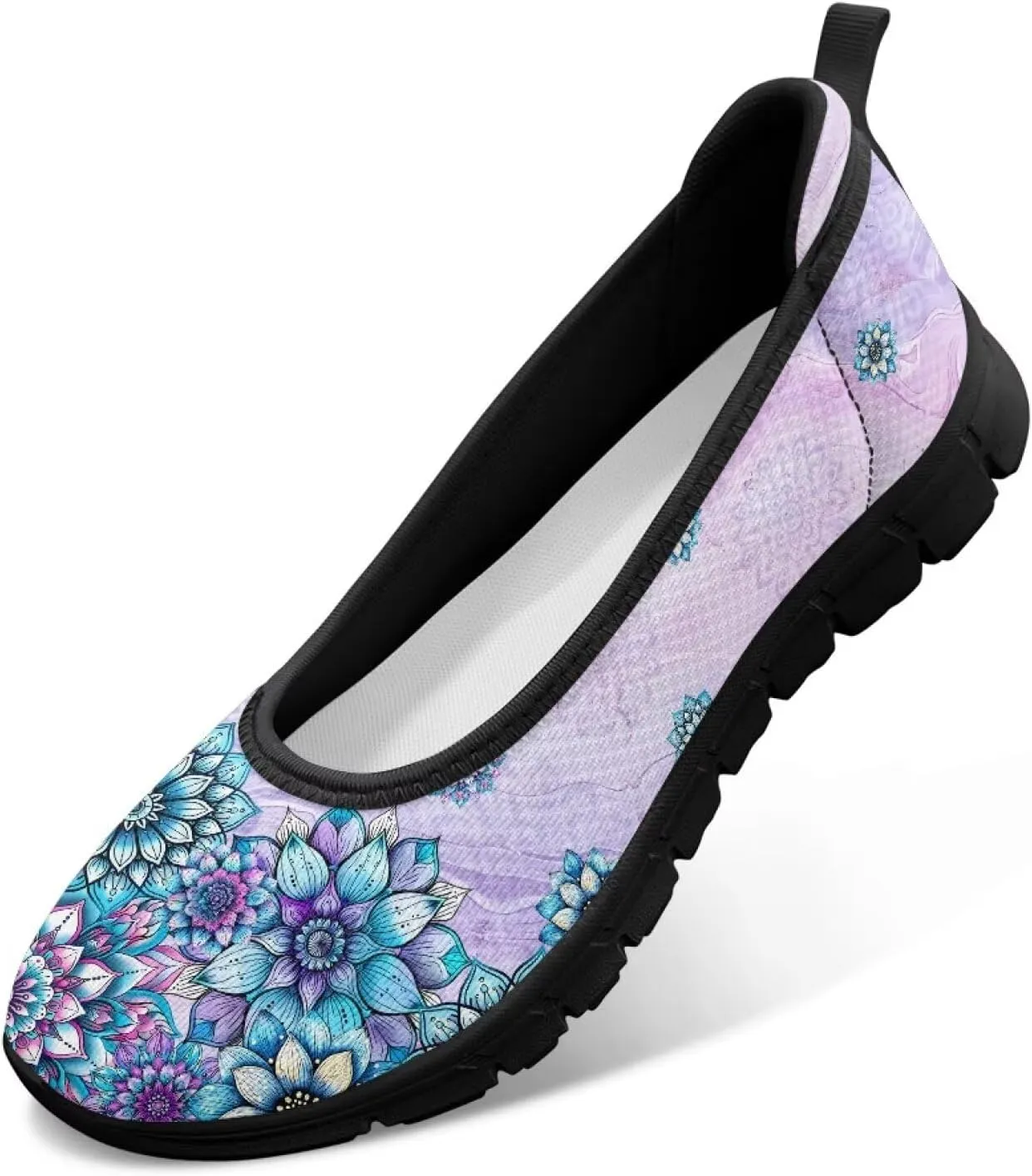 Art Painted Travel Shoes for Women Slip On Flat Casual Mesh Flying Dress Loafers Lightweight Comfort Fashion Sneaker for Ladies US Size 6-11