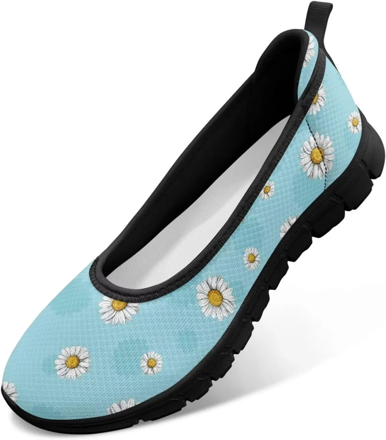 Art Painted Travel Shoes for Women Slip On Flat Casual Mesh Flying Dress Loafers Lightweight Comfort Fashion Sneaker for Ladies US Size 6-11