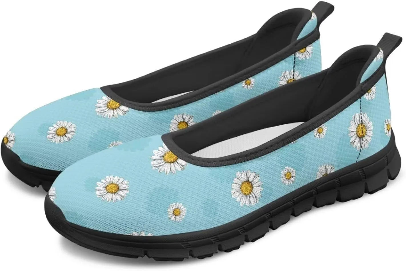Art Painted Travel Shoes for Women Slip On Flat Casual Mesh Flying Dress Loafers Lightweight Comfort Fashion Sneaker for Ladies US Size 6-11