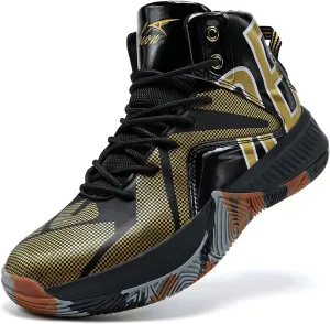 ASHION Unisex Kids Basketball Shoes Air Boys Girls High Top Sneakers Breathable Outdoor Cushioning Athletic Shoes
