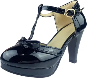Asterisco Women Block Heel Sandals With Platform Beaded High Heels Round Toe Buckle Elegant Mary Jane Shoes, Size 2-12.5