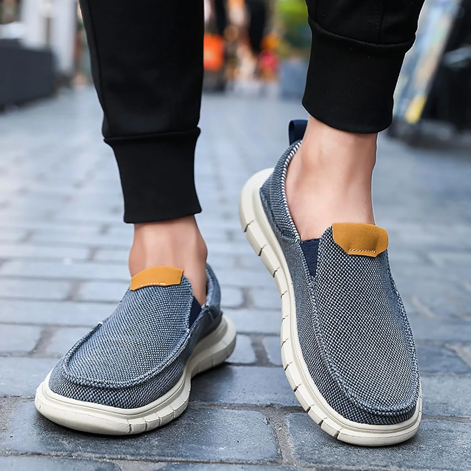 Azooken Men's Loafers Walking Canvas Lightweight Csual Slip-On Shoes