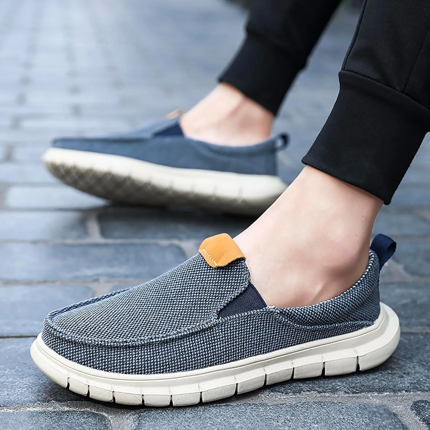Azooken Men's Loafers Walking Canvas Lightweight Csual Slip-On Shoes