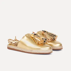 Baçal - espadrilles with handmade raffia applications in golden