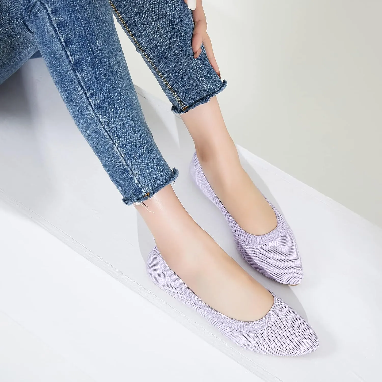 BABUDOG Women's Mesh Flats Shoes Pointed-Toe Dress Shoes Black Flats Shoes Comfortable Memory Foam Flats Shoes