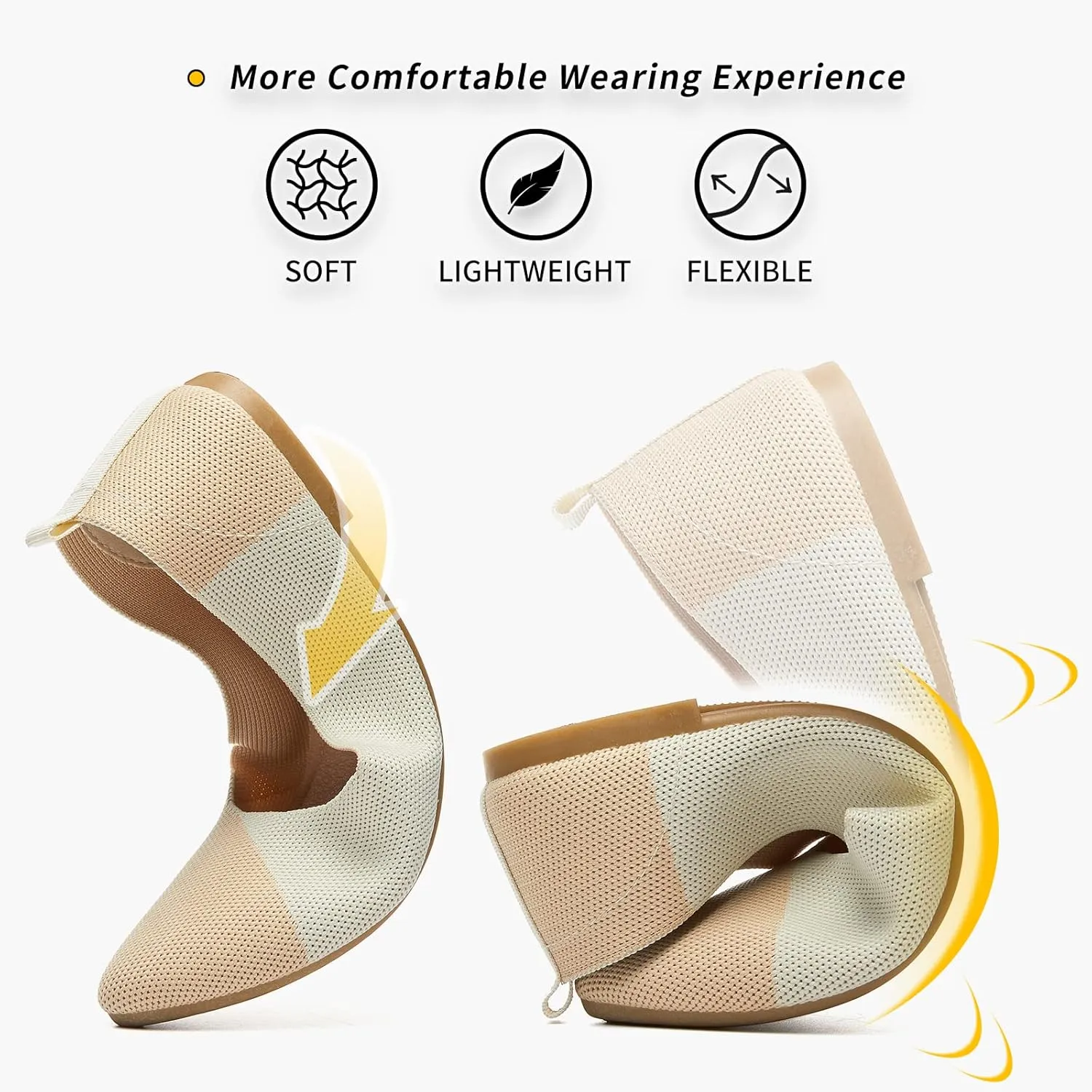BABUDOG Women's Mesh Flats Shoes Pointed-Toe Dress Shoes Black Flats Shoes Comfortable Memory Foam Flats Shoes