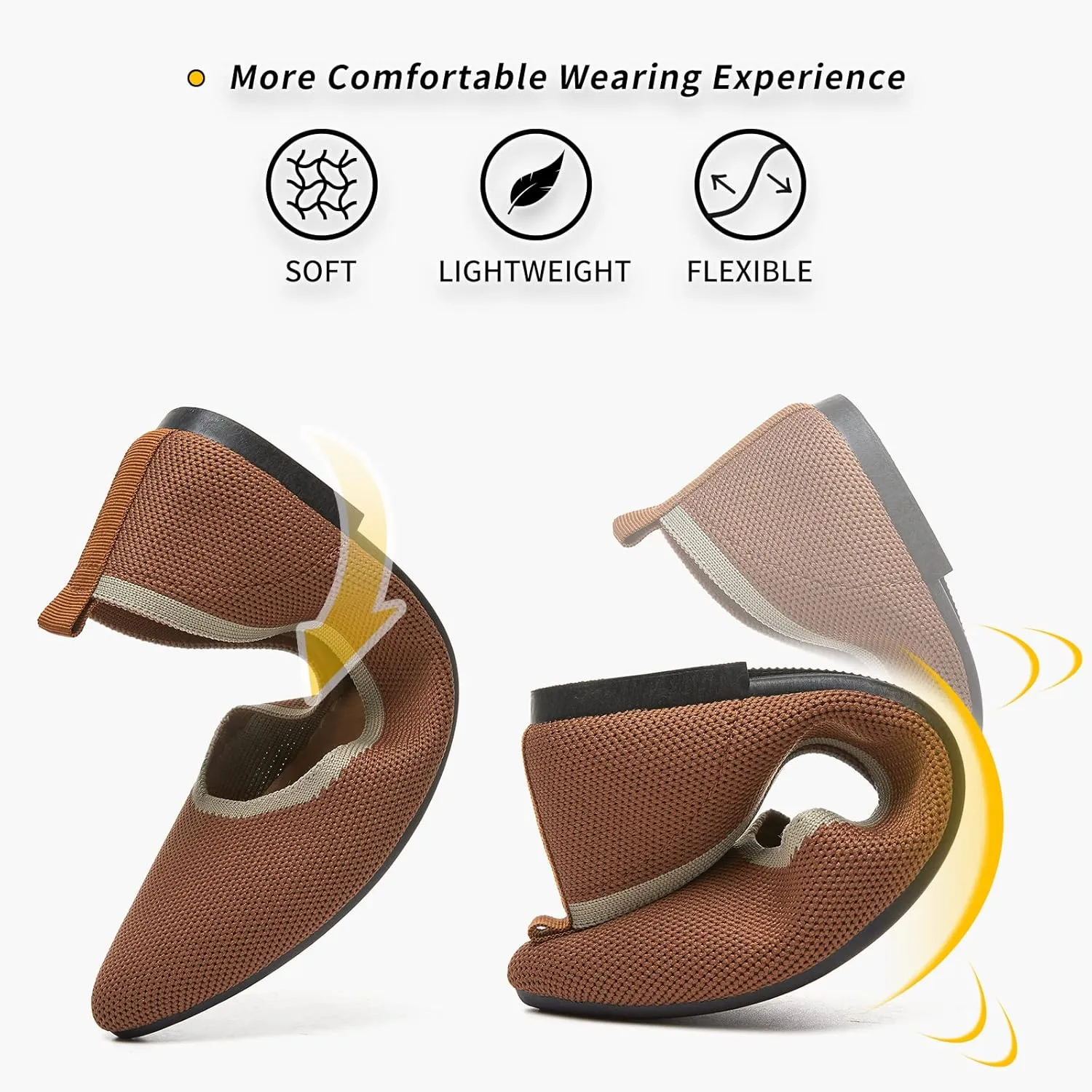 BABUDOG Women's Mesh Flats Shoes Pointed-Toe Dress Shoes for Women Black Flats Shoes Comfortable Memory Foam Flats Shoes